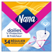 Boîte de Protège-lingerie Nana Dailies Régulier, avec logo visible, absorbant pertes et odeurs, technologie Courb-V™ pour confort quotidien.